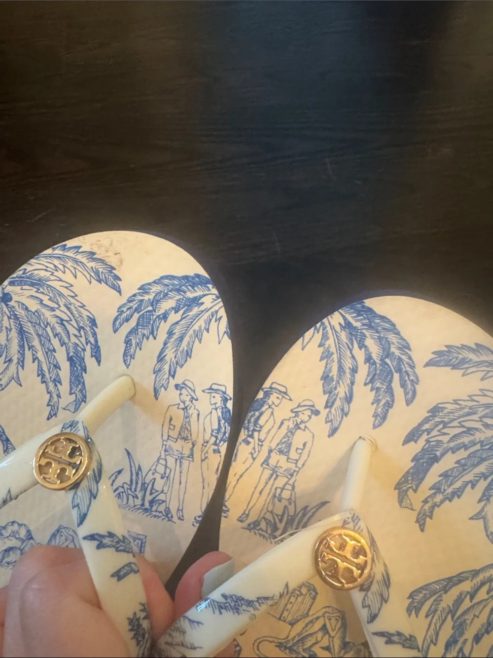 Tory Burch toile flip-flops